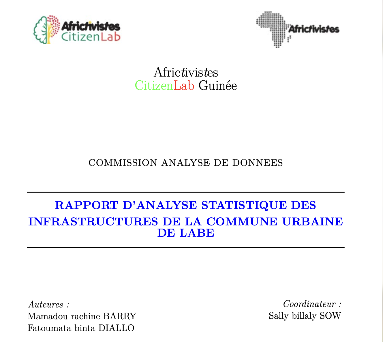 Rapport d’analyse statistique des infrastructures de la commune urbaine de Labé