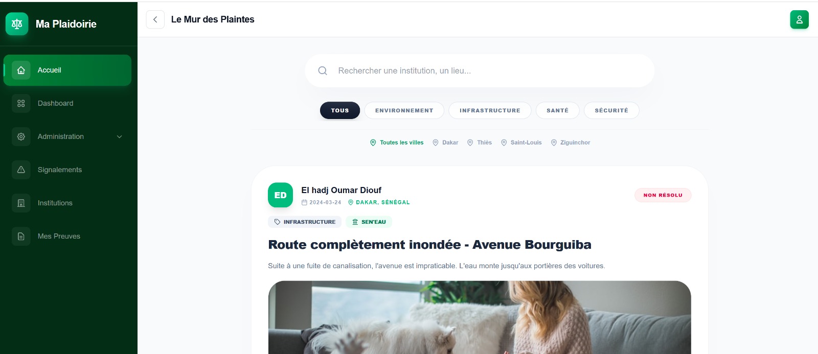 Plateforme de plaidoyer et de signalement citoyen